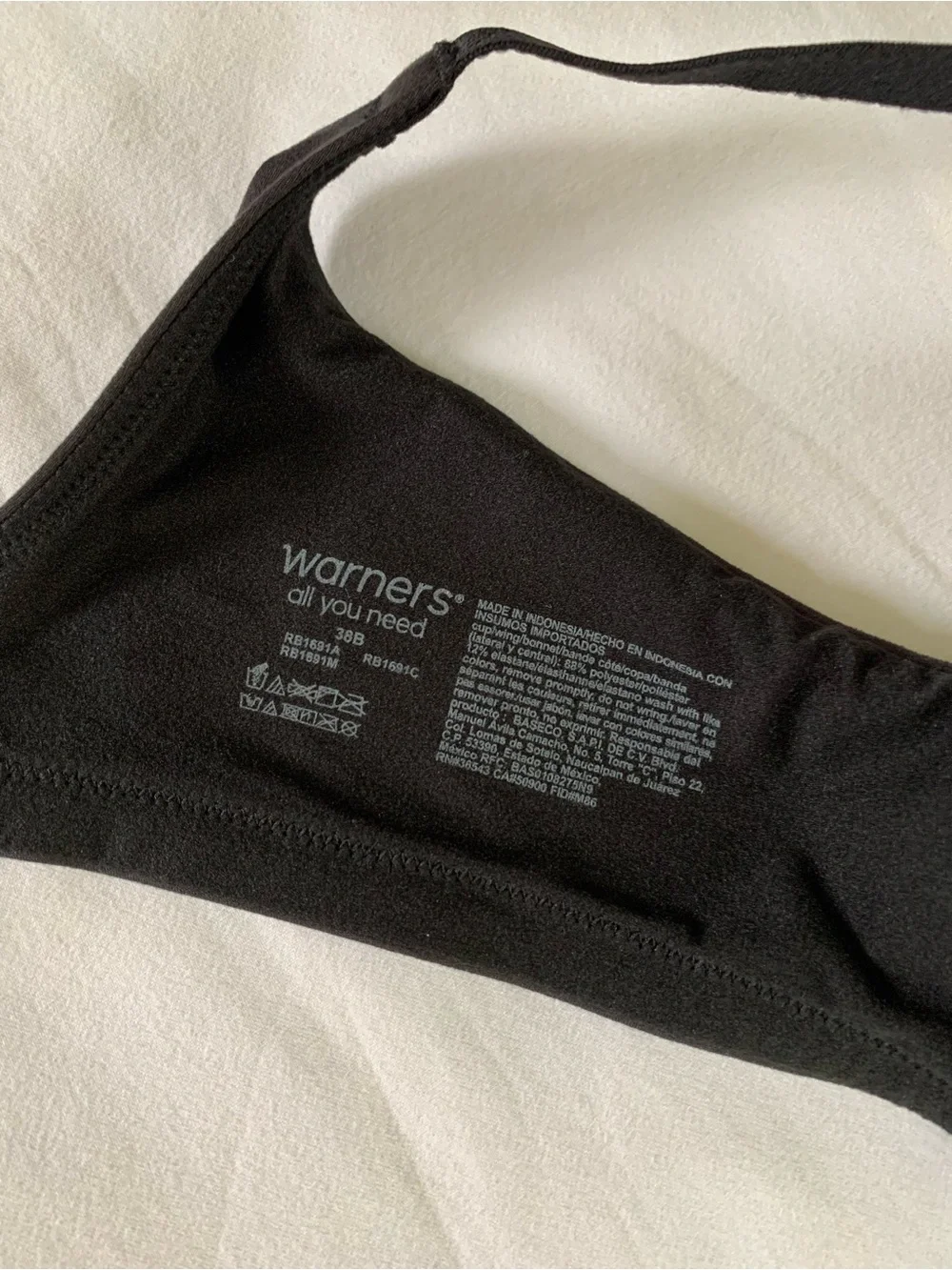 Warners Cloud 9 Black Bra 38B. NWT